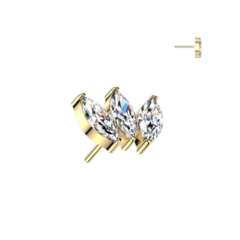 Gold push-in end Triple Marquise