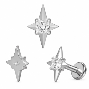 Tytanowy labret Nova z cyrkonią