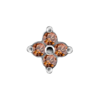 Quatro gem flower ozdoba push-in z szampańskimi cyrkoniami