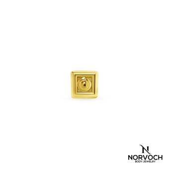 Square with bead ozdoba push-in z żółtego złota 14k