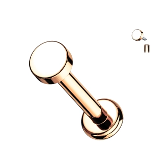 Rose gold titanium flat top labret internally threaded