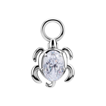 Piercing charm Turtle white gem