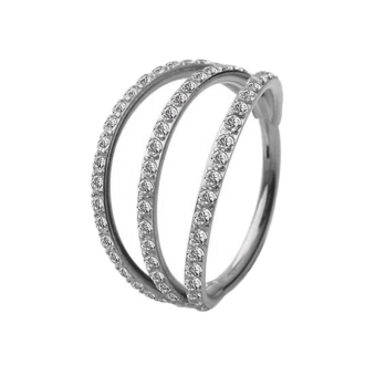 Titanium helix clicker Triple hoop  with CZ