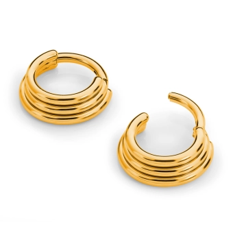 Gold titanium helix septum clicker Triple ring