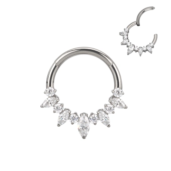 Tytanowy septum daith clicker Frozen białe cyrkonie