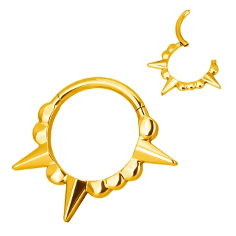 Złoty tytanowy helix daith septum clicker Riot