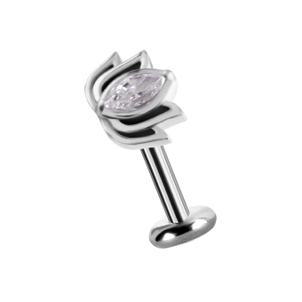 Labret Crystal Lotus białe kryształki