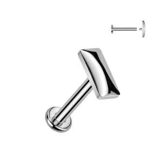 Titanium internally threaded rectangle labret