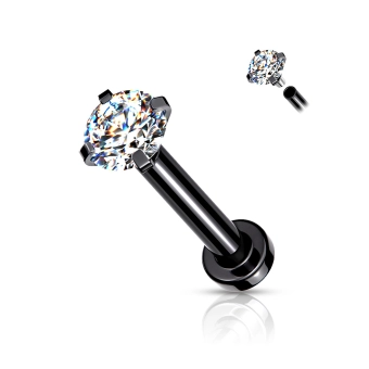 Czarny labret z okrągłym kryształkiem