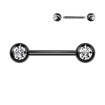 Black nipple barbell with gemstones