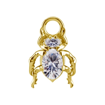 Gold piercing charm Beetle clear gem