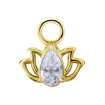Gold piercing charm White Lotus