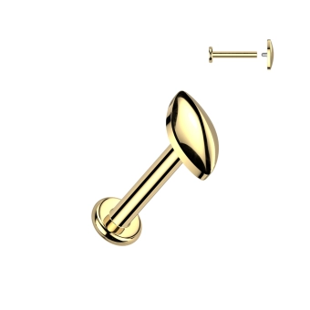 Gold titanium internally threaded Marquise labret