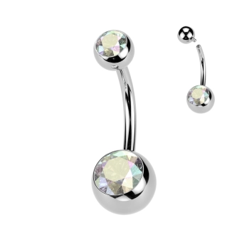 Titanium navel barbell opalite gemstone internally threaded