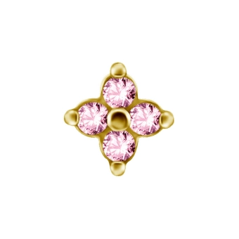 Quatro gem gold push-in top with pink gems