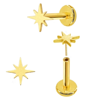 Złoty labret push in Twinkle Star