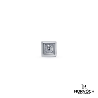 Square with bead ozdoba push-in z białego złota 14k