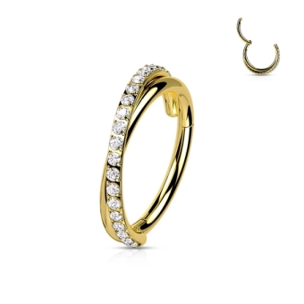 Złoty tytanowy helix conch clicker Criss Cross