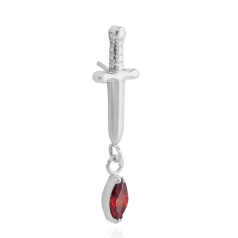 Tytanowa ozdoba push-in Bloody Dagger czerwona cyrkonia