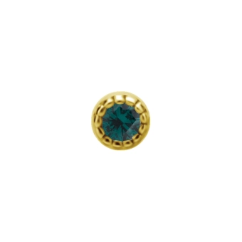 Emerald nano gem milgrain bezel set set 18k