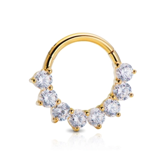 Gold septum daith clicker Asteria clear gems