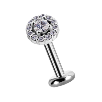 Labret Elegance białe kryształki