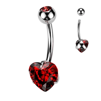 Titanium belly button barbell red heart