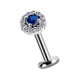 Labret Elegance szafirowy kryształek