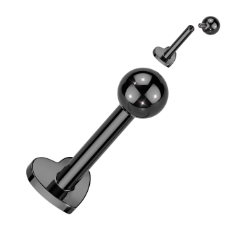 Czarny titanium internally threaded Heart & Ball labret