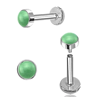 Labret z oczkiem Zielony Jadeit