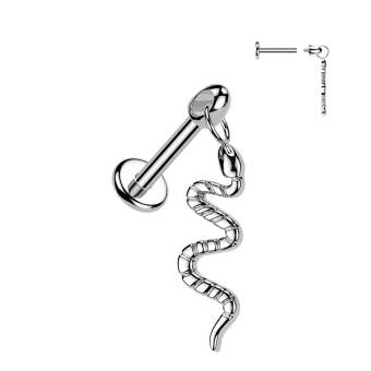 Titanium internally threaded Snake dangle labret