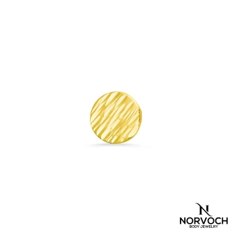 Round disc diamond cut ozdoba push-in z żółtego złota 14k