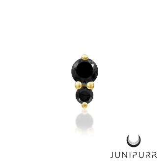 Aman Black Cubic Zirconia push-in top yellow gold 14k