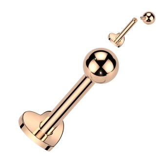 Rose gold titanium internally threaded Heart & Ball labret