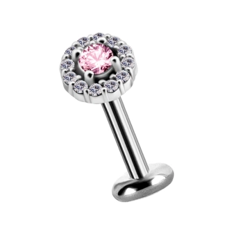 Labret Elegance różowy kryształek
