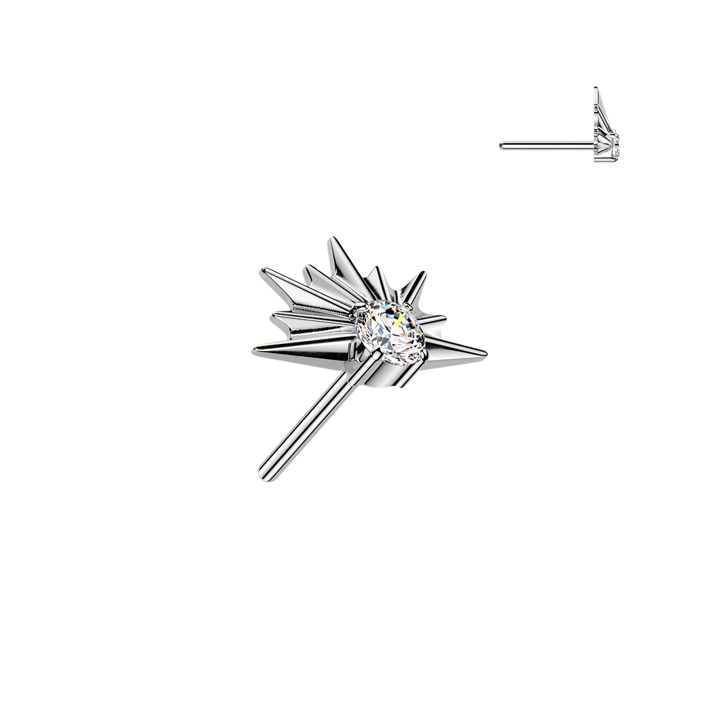 Titanium threadless push-in Stardust top with clear CZ