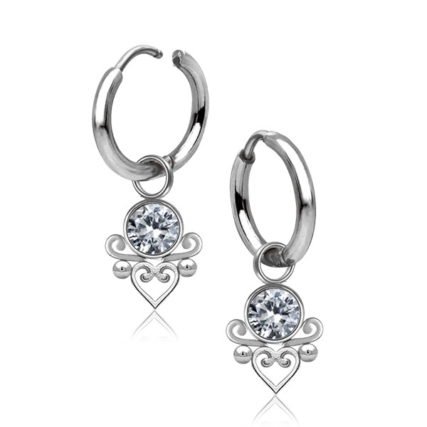 Steel clicker hoop with Gayatri dangle