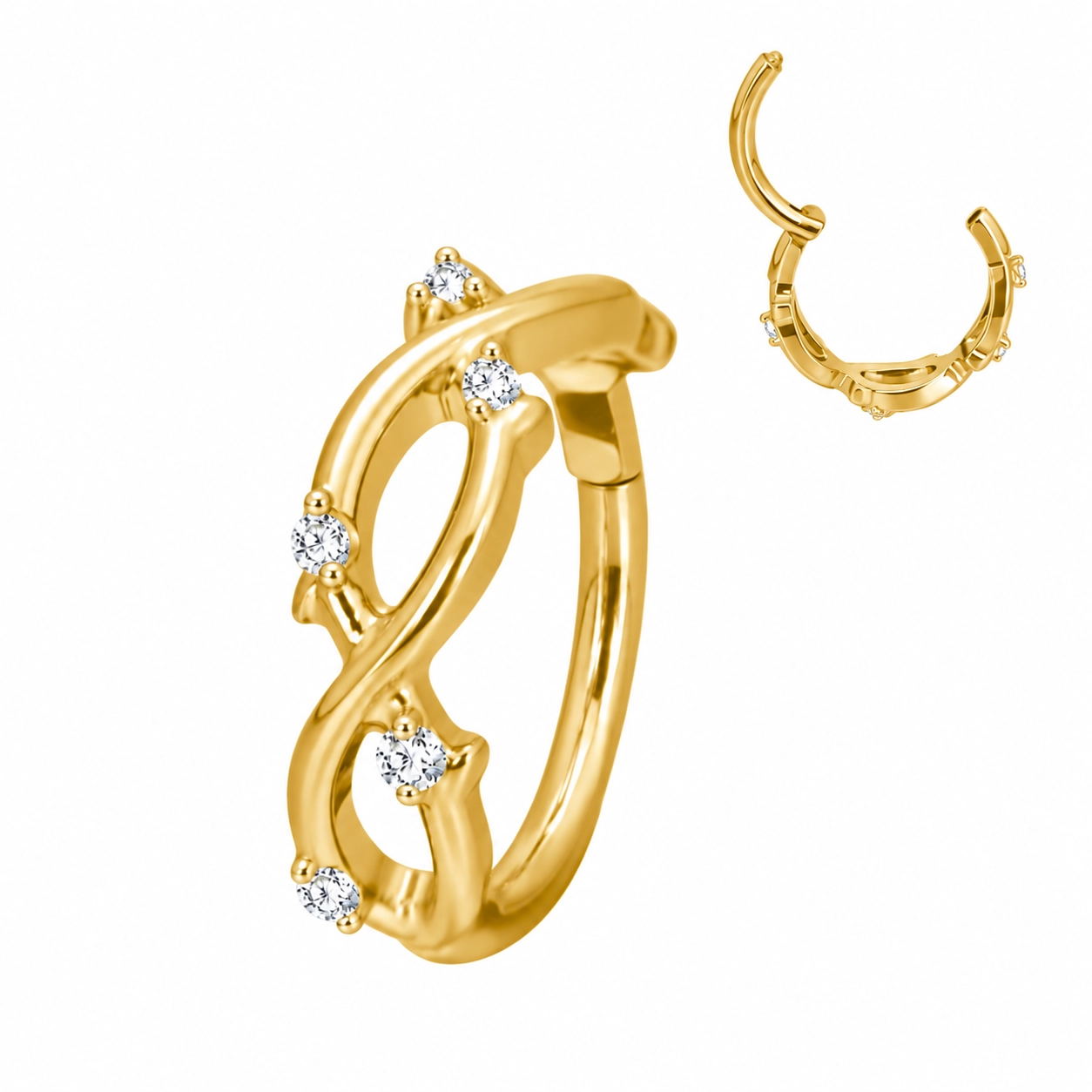 Złoty tytanowy helix conch clicker Crossed Vines