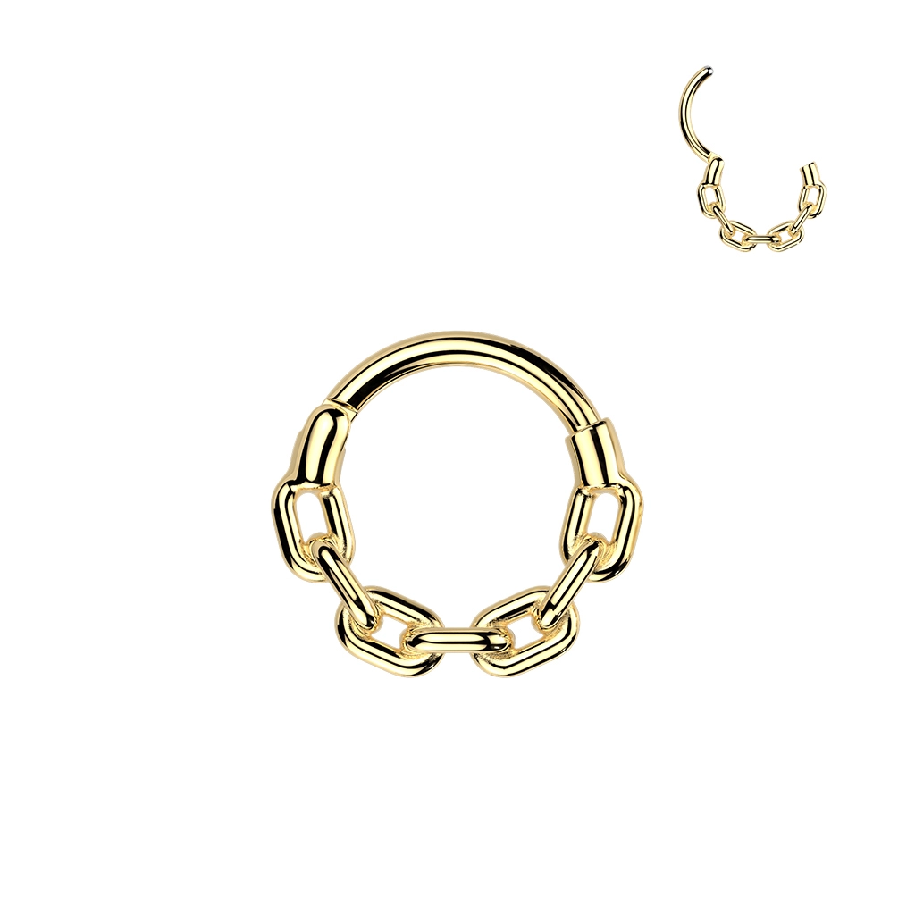 Złoty septum daith helix clicker Chain
