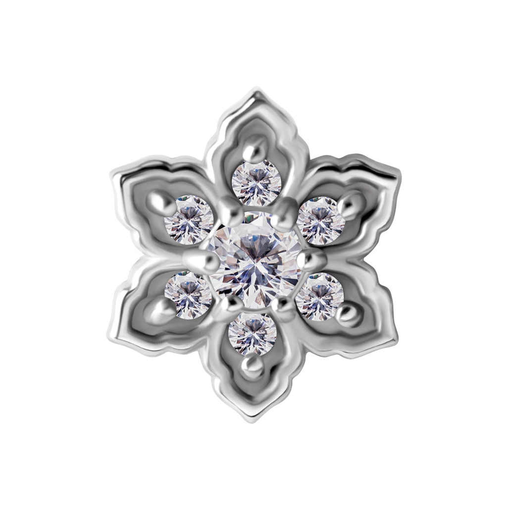 Labret Mandala flower białe kryształki