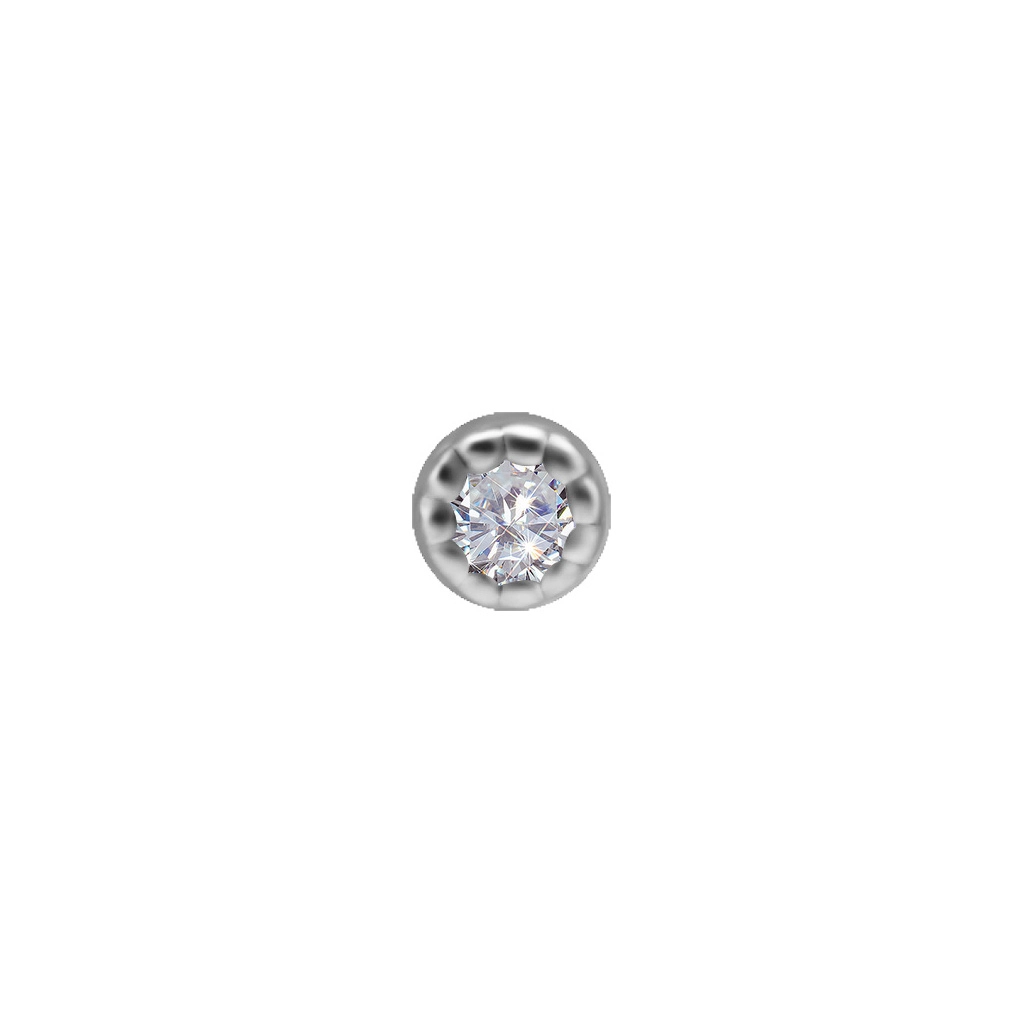 Biała cyrkonia w oprawie milgrain bezel set z białego złota 18k