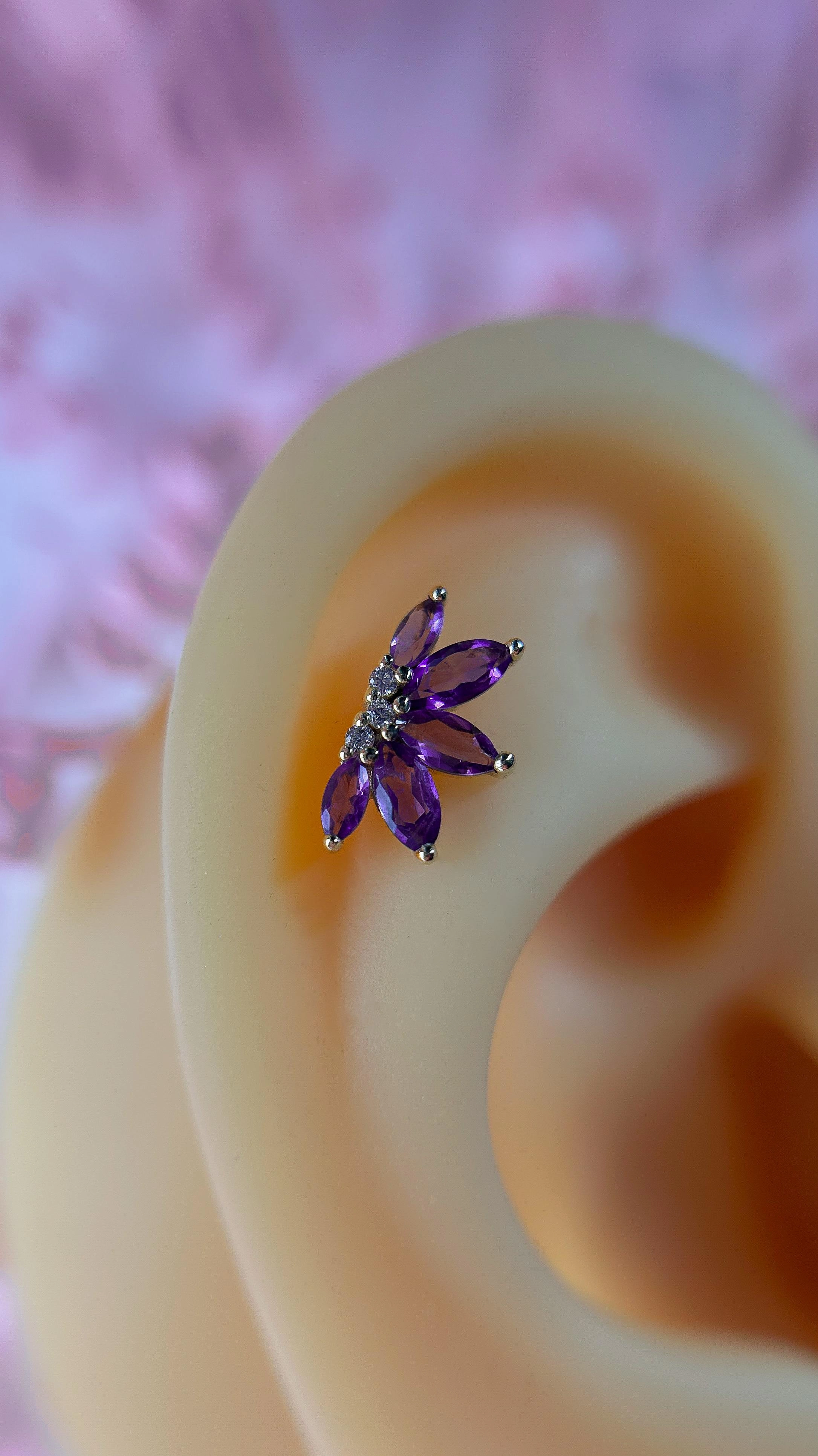 Valentina Amethyst push-in top yellow gold 14k