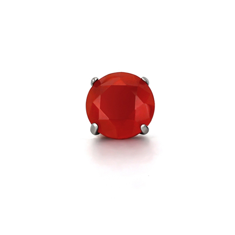 Titanium labret with prong set red onyx