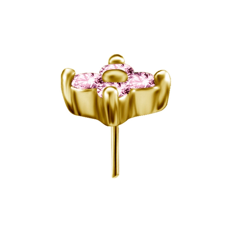Quatro gem gold push-in top with pink gems