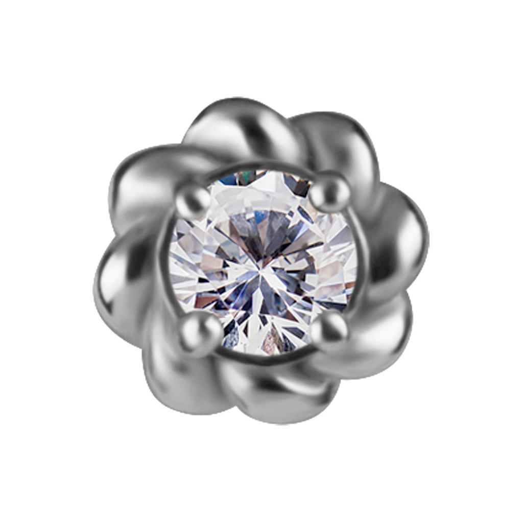 Phlox ozdoba push-in z białą cyrkonią