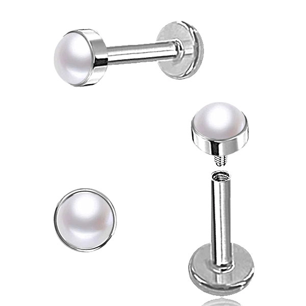 Labret z oczkiem Biała Perła