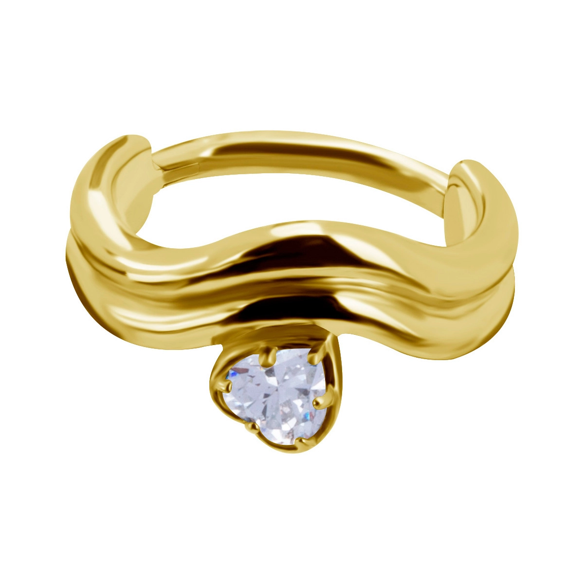 Gold helix conch clicker Wave with crystal heart