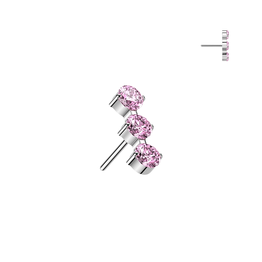 Tytanowa ozdoba Ciara z różowymi cyrkoniami i gwintem push-in