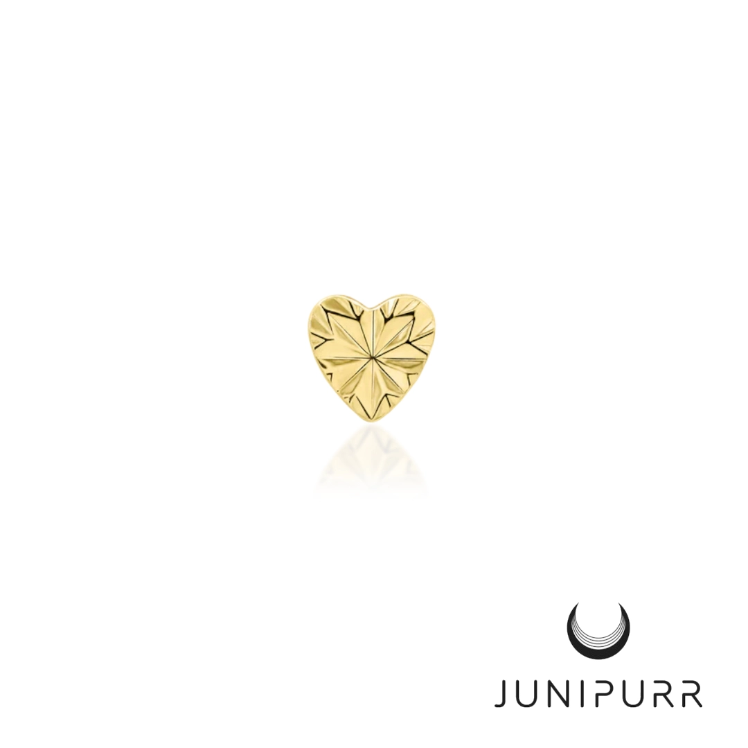 Laser Heart ozdoba push-in z żółtego złota 14k
