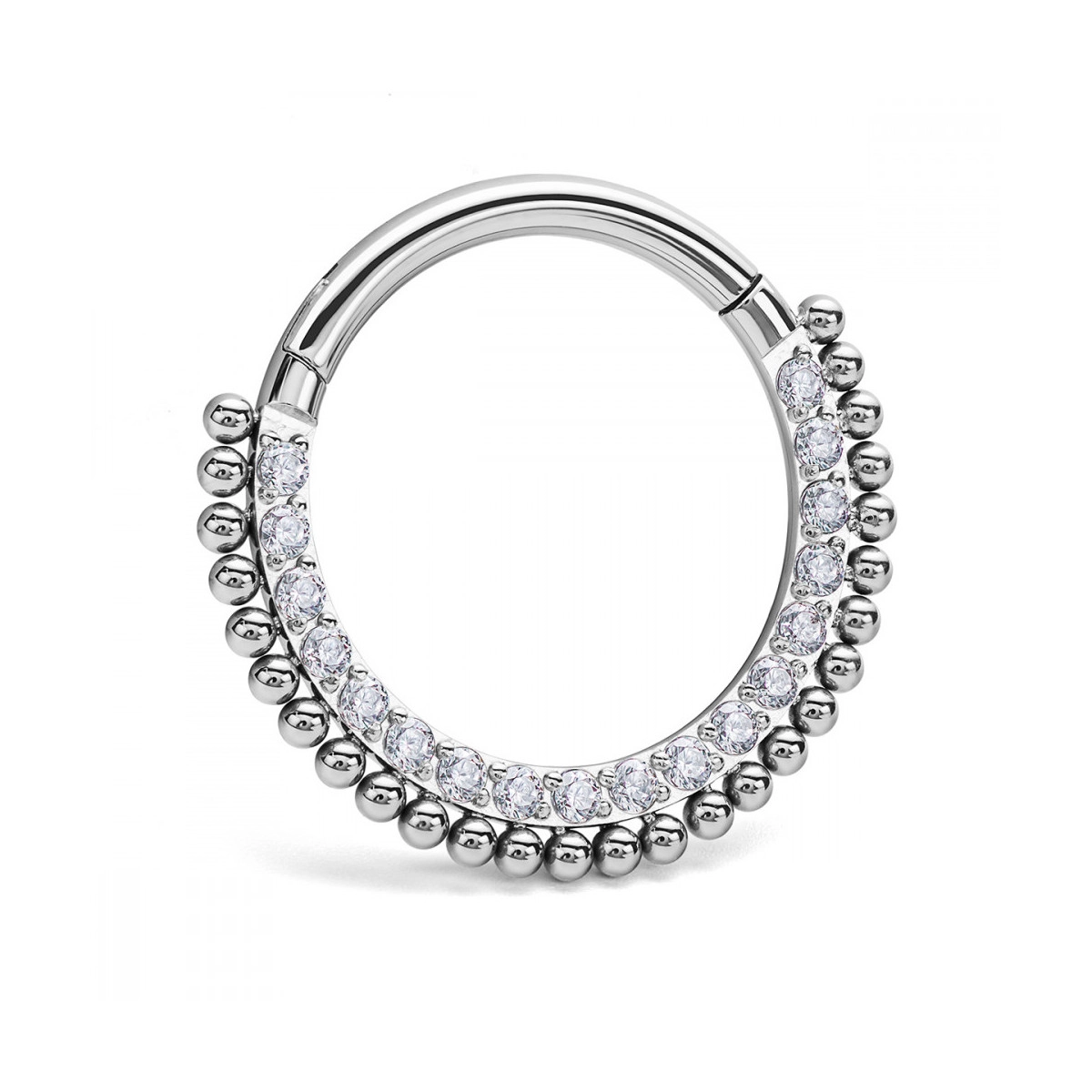 Tytanowy septum daith clicker Celeste białe cyrkonie